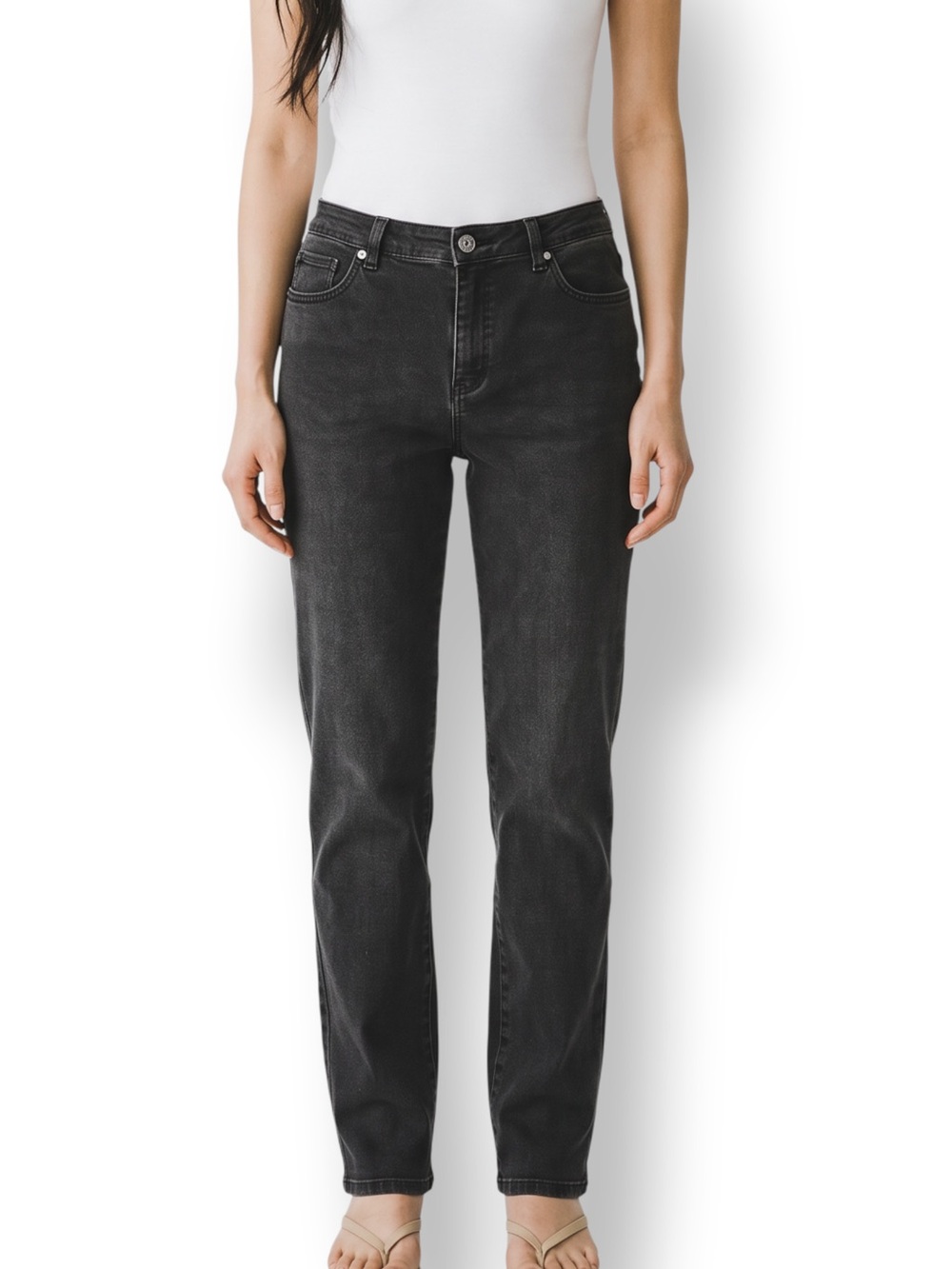 4/$20 Gloria Vanderbilt Black High Rise Slim Straight Stretch Jeans Size 12